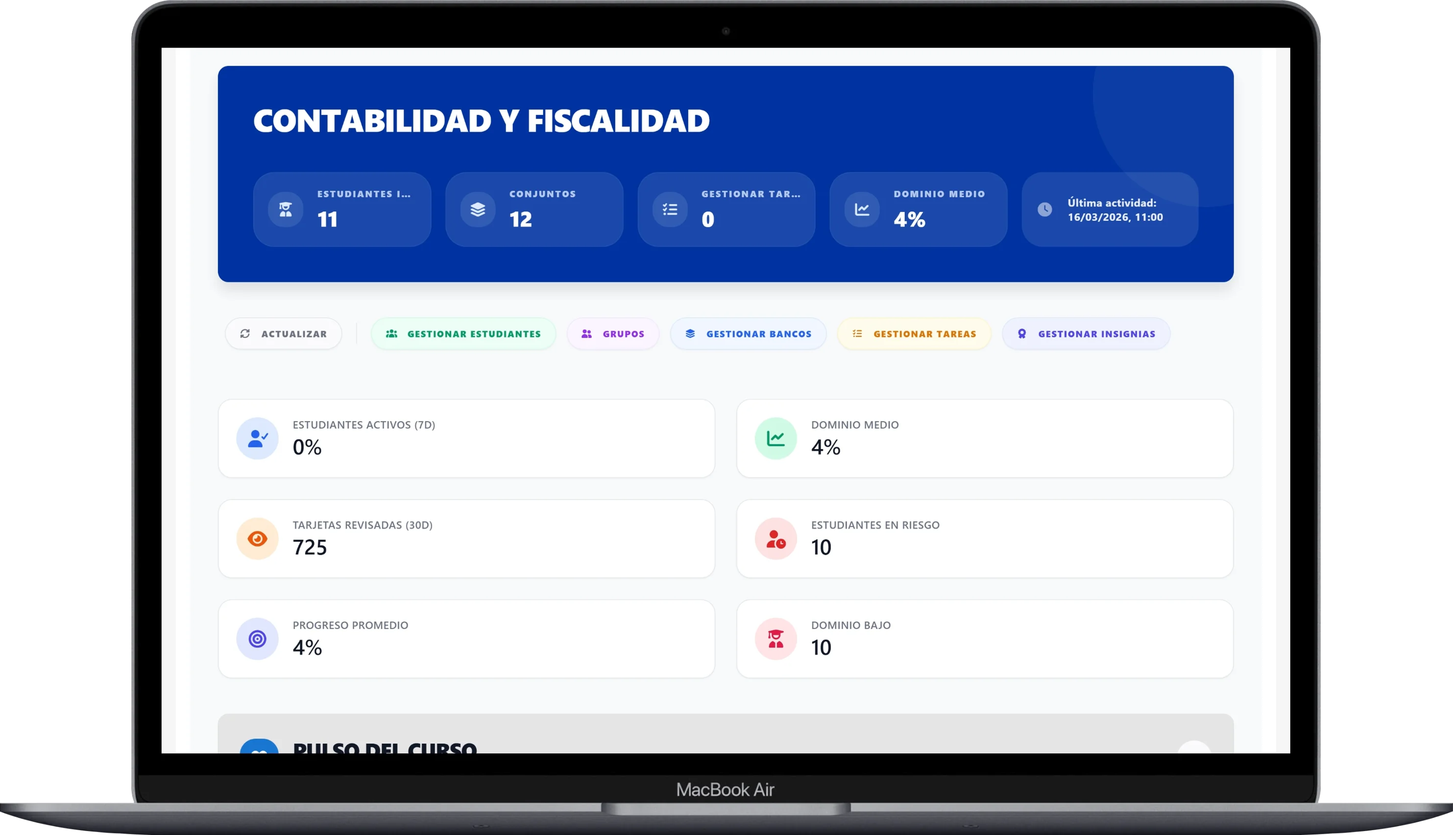 Interfaz de práctica integrada